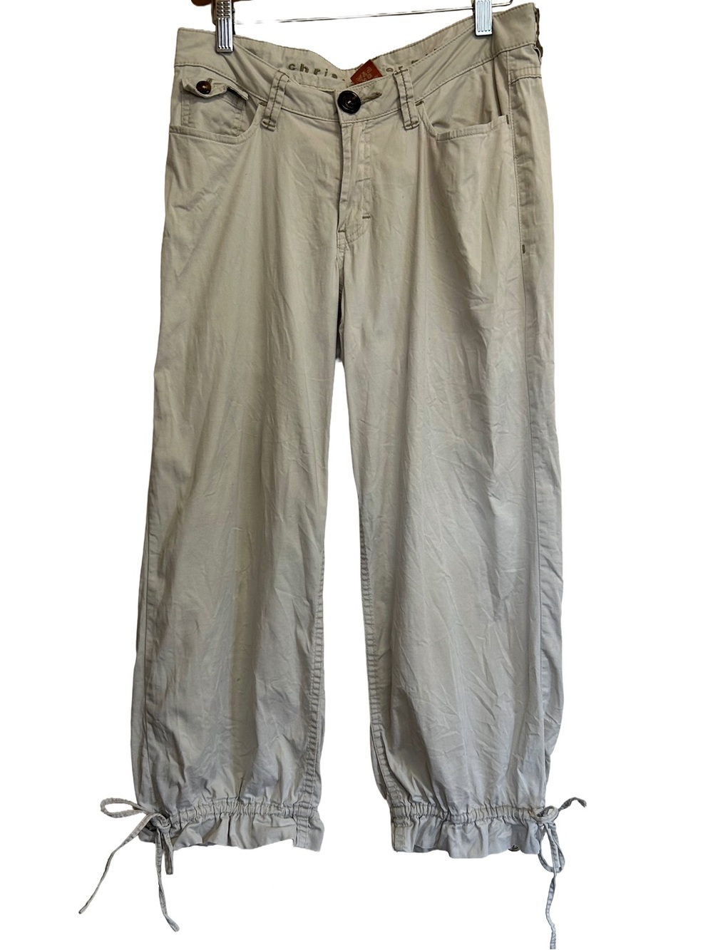 Vintage Christopher Blue Moon Beige Cotton Stretch Trousers Crop Pants Sz 6